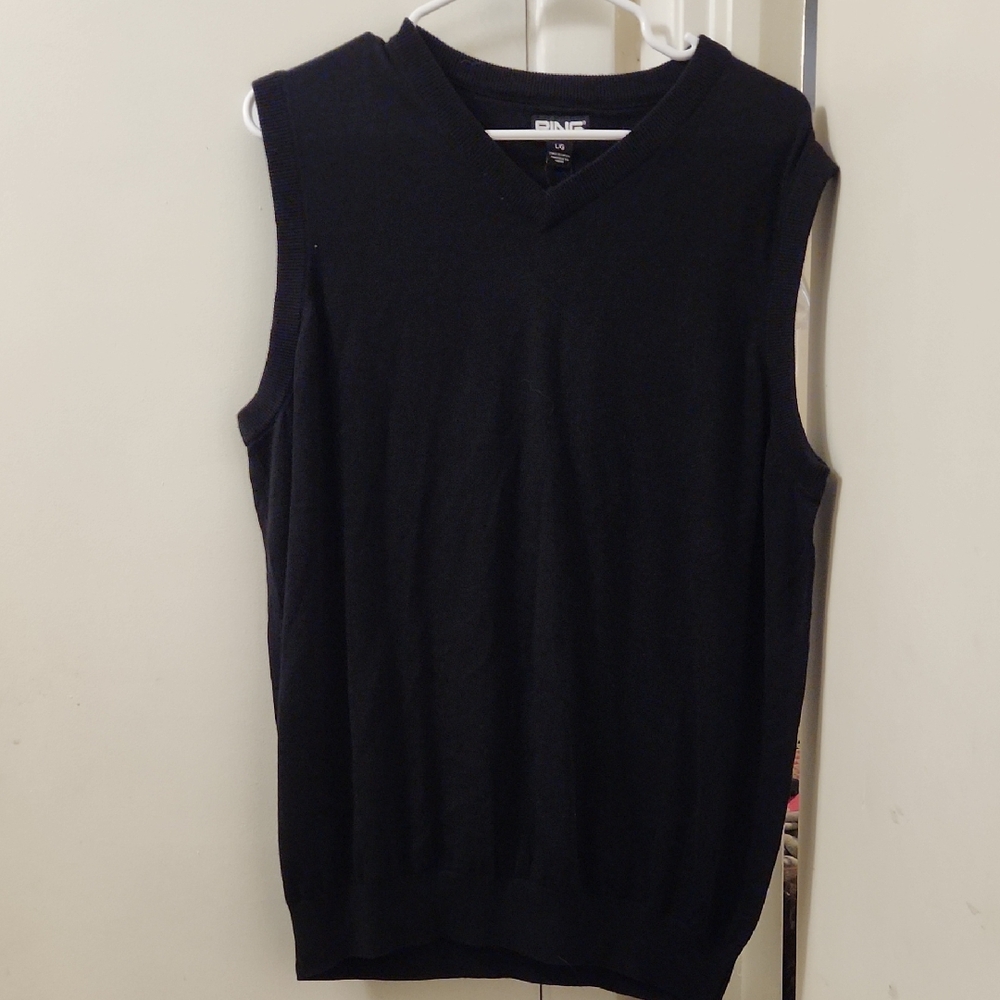 NWT Ping Unisex V-Neck Black Sweater Vest 100%cotton